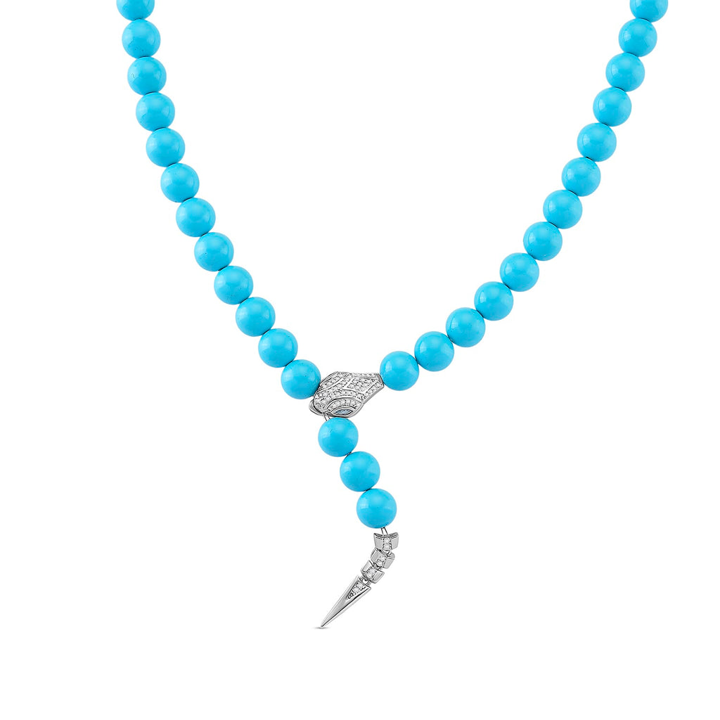 Designer Inspired - Sleeping Beauty Color Shell Pearl & White Cubic Zirconia Adjustable Necklace (Size - 22) 301.50 Ct.