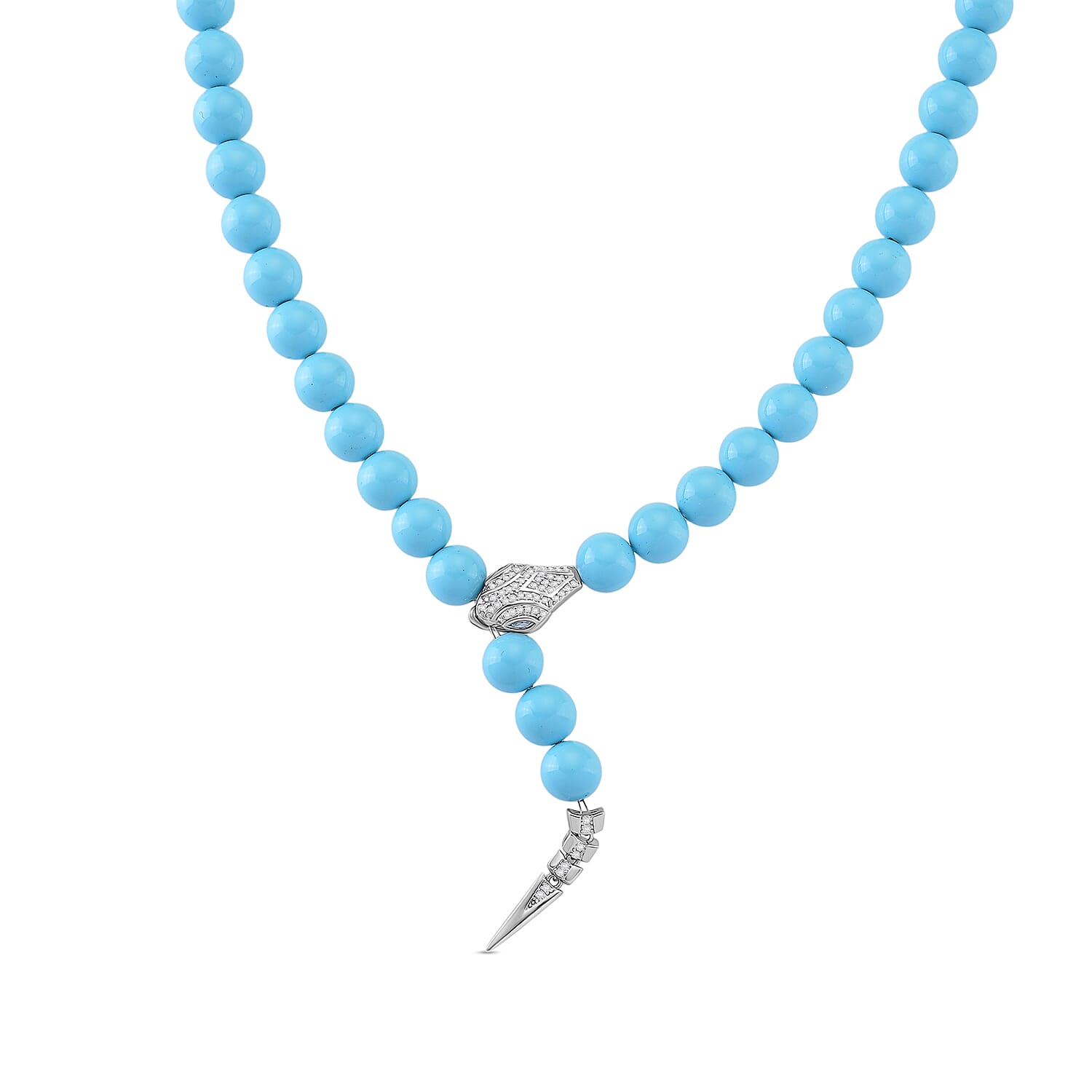 Designer Inspired - Sleeping Beauty Color Shell Pearl &amp; White Cubic Zirconia Adjustable Necklace (Size - 22) 301.50 Ct. 8144393 0
