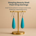 Sleeping Beauty Colour Shell Pearl Drop Earrings with Hook in Rhodium Overlay Sterling Silver