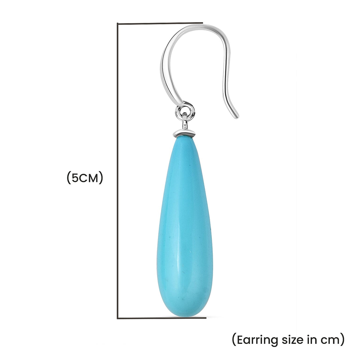 Sleeping Beauty Colour Shell Pearl Drop Earrings with Hook in Rhodium Overlay Sterling Silver V32522033 5
