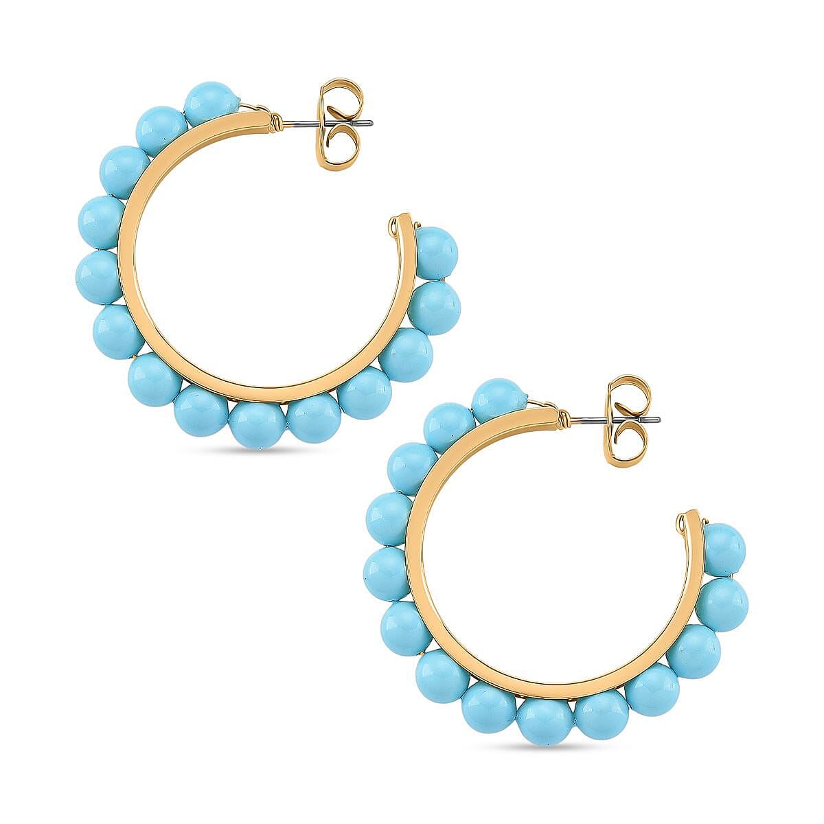 Sleeping Beauty Colour Shell Pearl Earrings with Push Backs in Yellow Gold Plated 20.00 Ct. 8162546 10