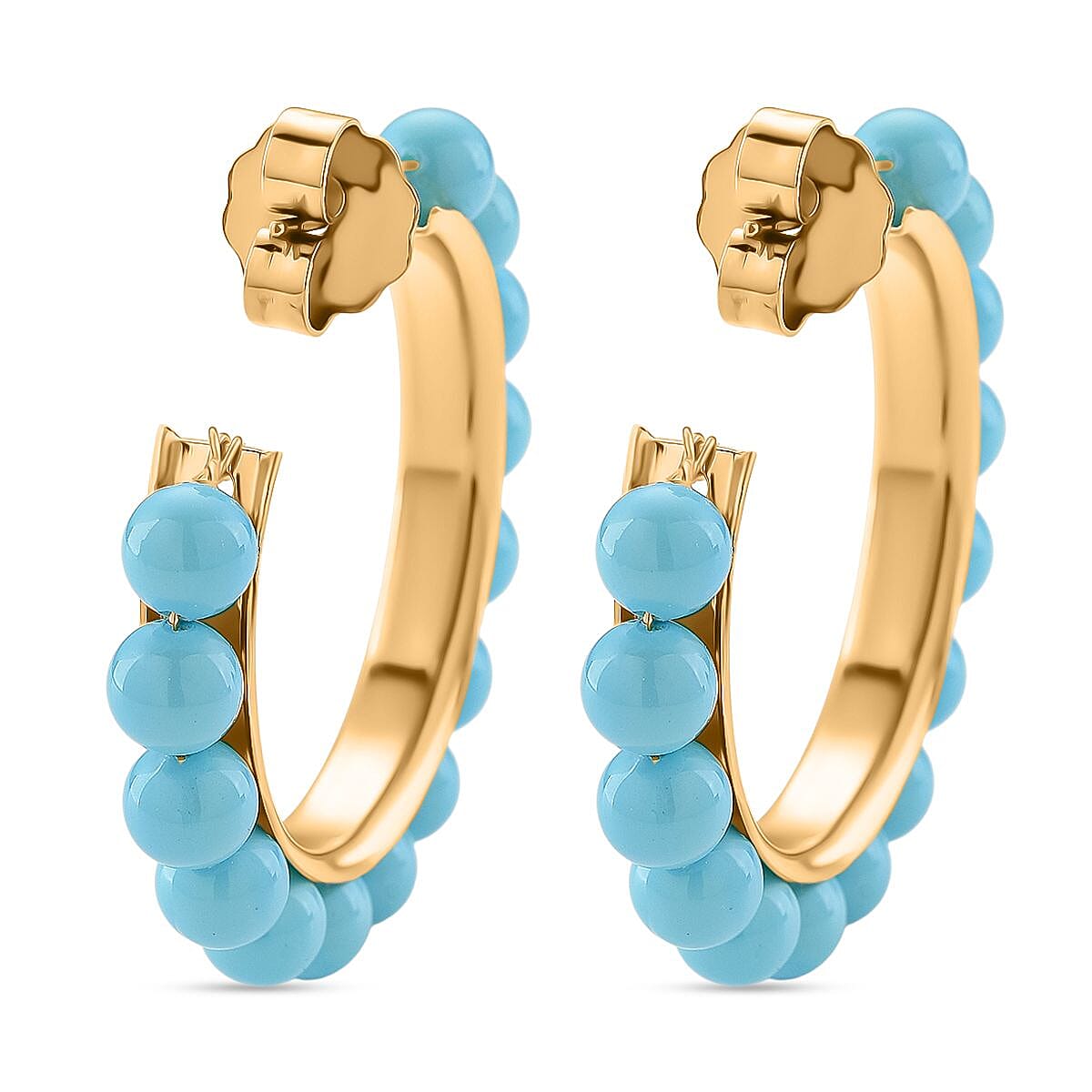 Sleeping Beauty Colour Shell Pearl Earrings with Push Backs in Yellow Gold Plated 20.00 Ct. 8162546 11