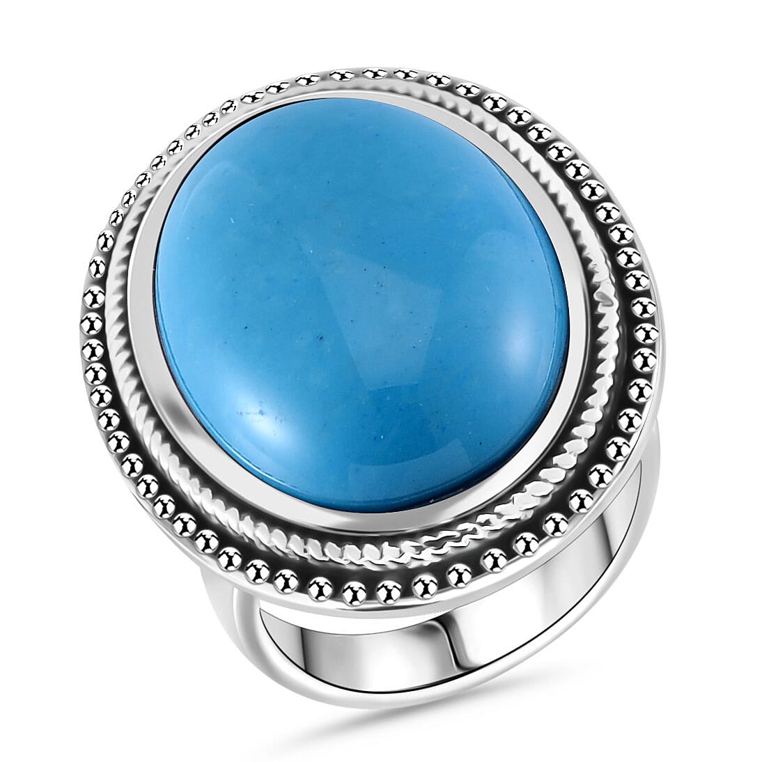 Sleeping Beauty Howlite Oval Shape Ring with Oxidized 50.00 Ct. 7678764 0