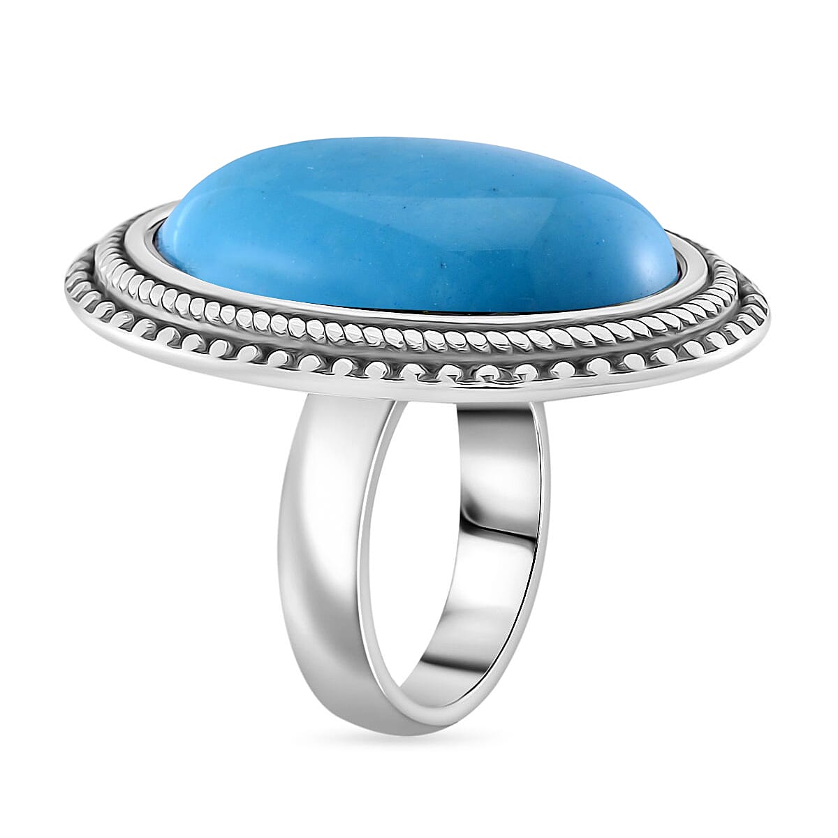 Sleeping Beauty Howlite Oval Shape Ring with Oxidized 50.00 Ct. 7678764 3