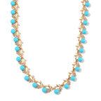 Sleeping Beauty Shell Pearl & White Crystal Necklace (Size - 18-2 Ext) in Yellow Tone 100.20 Ct.