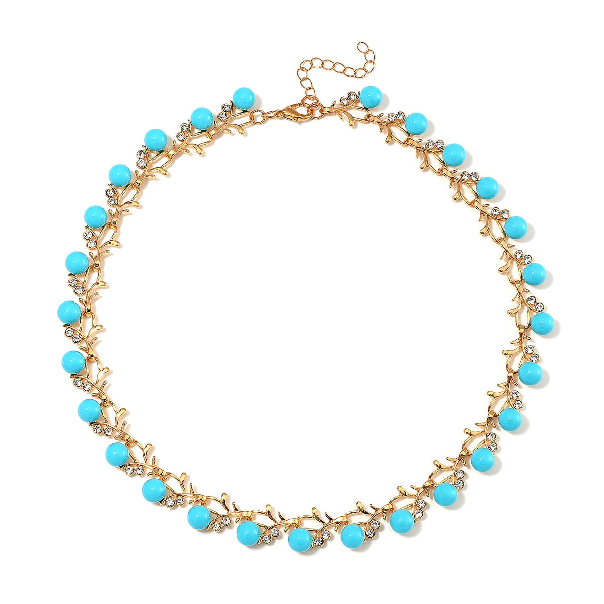 Sleeping Beauty Shell Pearl &amp; White Crystal Necklace (Size - 18-2 Ext) in Yellow Tone 100.20 Ct. 7818679 6