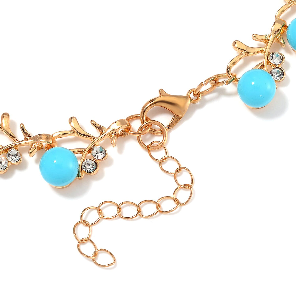Sleeping Beauty Shell Pearl &amp; White Crystal Necklace (Size - 18-2 Ext) in Yellow Tone 100.20 Ct. 7818679 8