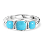 Sleeping Beauty Turquoise 3 Stone Ring in Rhodium Overlay Sterling Silver 1.24 Ct.