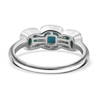Sleeping Beauty Turquoise 3 Stone Ring in Rhodium Overlay Sterling Silver 1.24 Ct.
