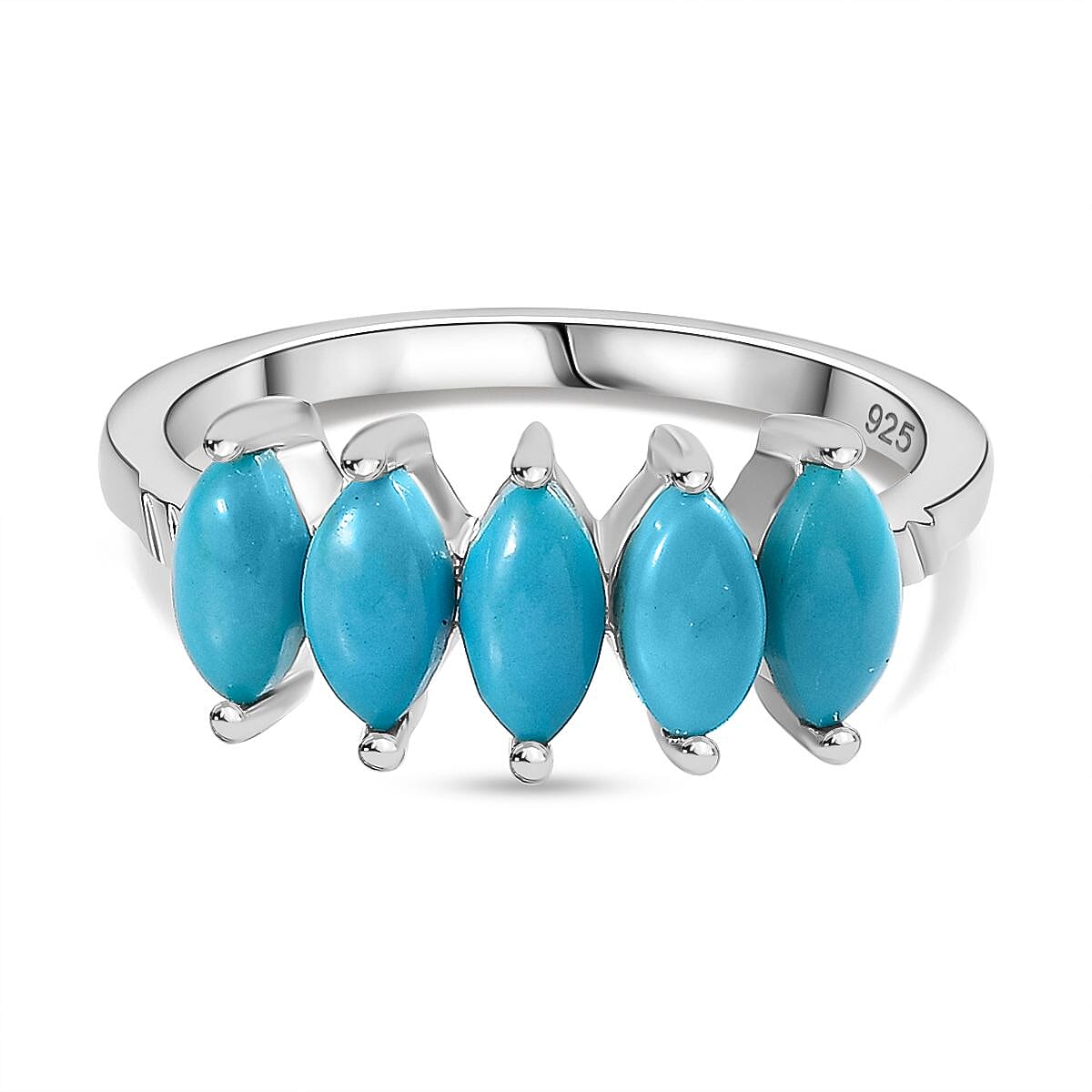Arizona Sleeping Beauty Turquoise 5 Stone Ring in Platinum Overlay Sterling Silver 1.30 Ct 7796066 0