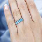 Arizona Sleeping Beauty Turquoise 5 Stone Ring in Platinum Overlay Sterling Silver 1.30 Ct