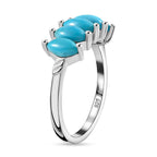 Arizona Sleeping Beauty Turquoise 5 Stone Ring in Platinum Overlay Sterling Silver 1.30 Ct