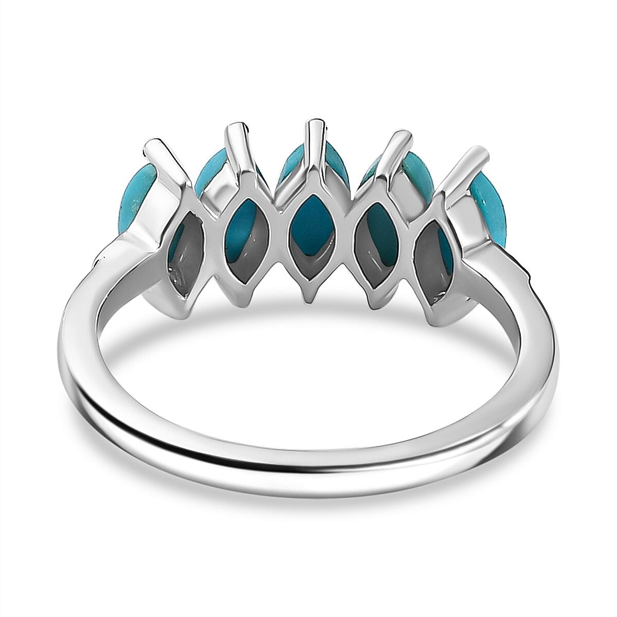 Arizona Sleeping Beauty Turquoise 5 Stone Ring in Platinum Overlay Sterling Silver 1.30 Ct 7796066 4