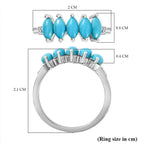 Arizona Sleeping Beauty Turquoise 5 Stone Ring in Platinum Overlay Sterling Silver 1.30 Ct