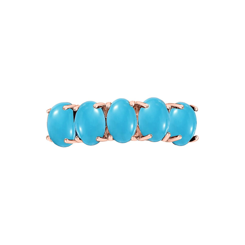 Sleeping Beauty Turquoise  5 Stone Ring in Vermeil RG Sterling Silver 2.75 ct  2.500  Ct.