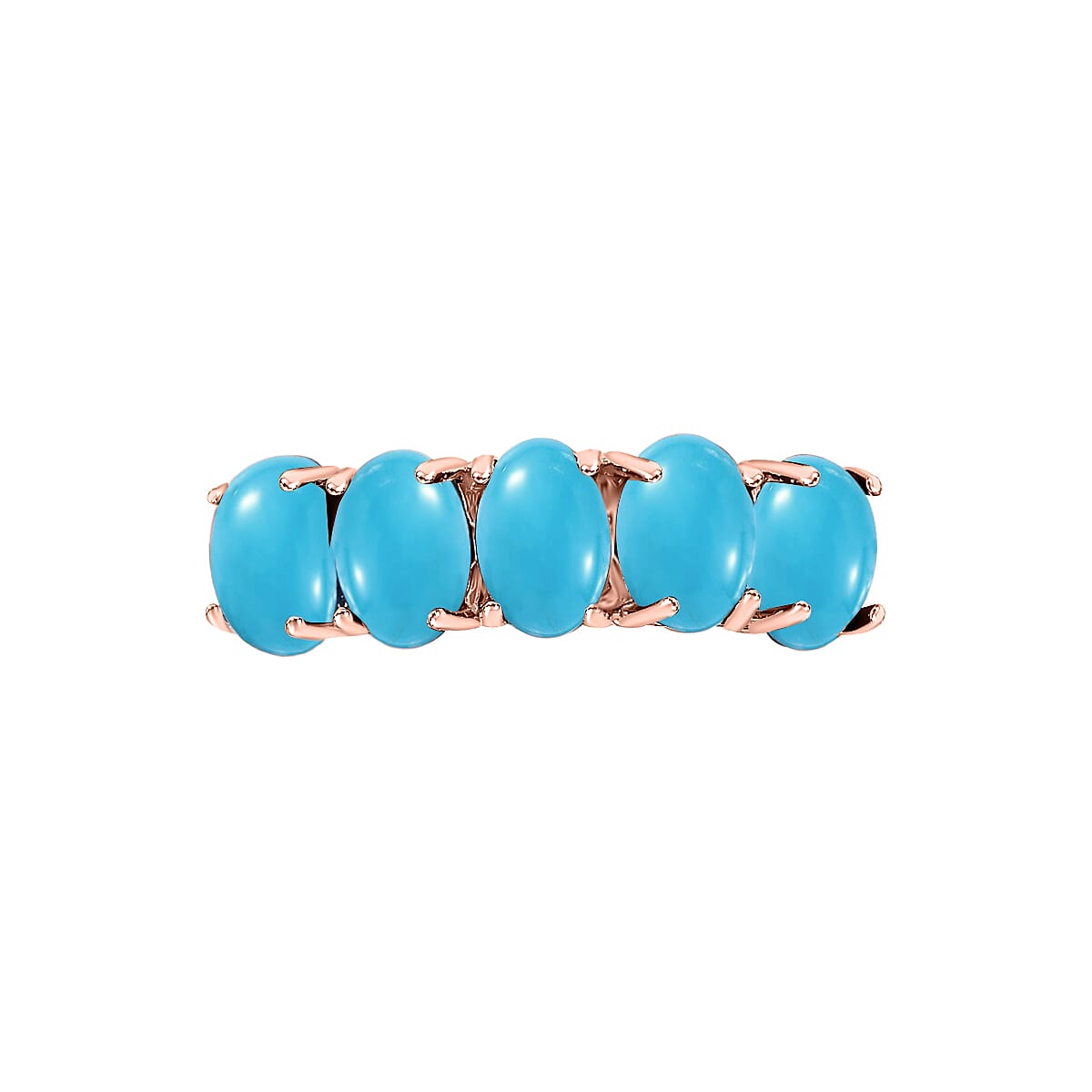 Sleeping Beauty Turquoise 5 Stone Ring in Vermeil Rose Gold Sterling Silver 2.50 Ct 8009169 3
