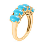 Sleeping Beauty Turquoise 5 Stone Ring in 18K Vermeil Yellow Gold Plated Sterling Silver 2.24 Ct.
