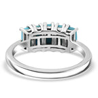 Sleeping Beauty Turquoise 5 Stone Ring in Rhodium Overlay Sterling Silver 1.35 Ct.
