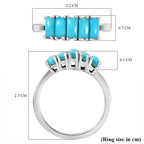 Sleeping Beauty Turquoise 5 Stone Ring in Rhodium Overlay Sterling Silver 1.35 Ct.