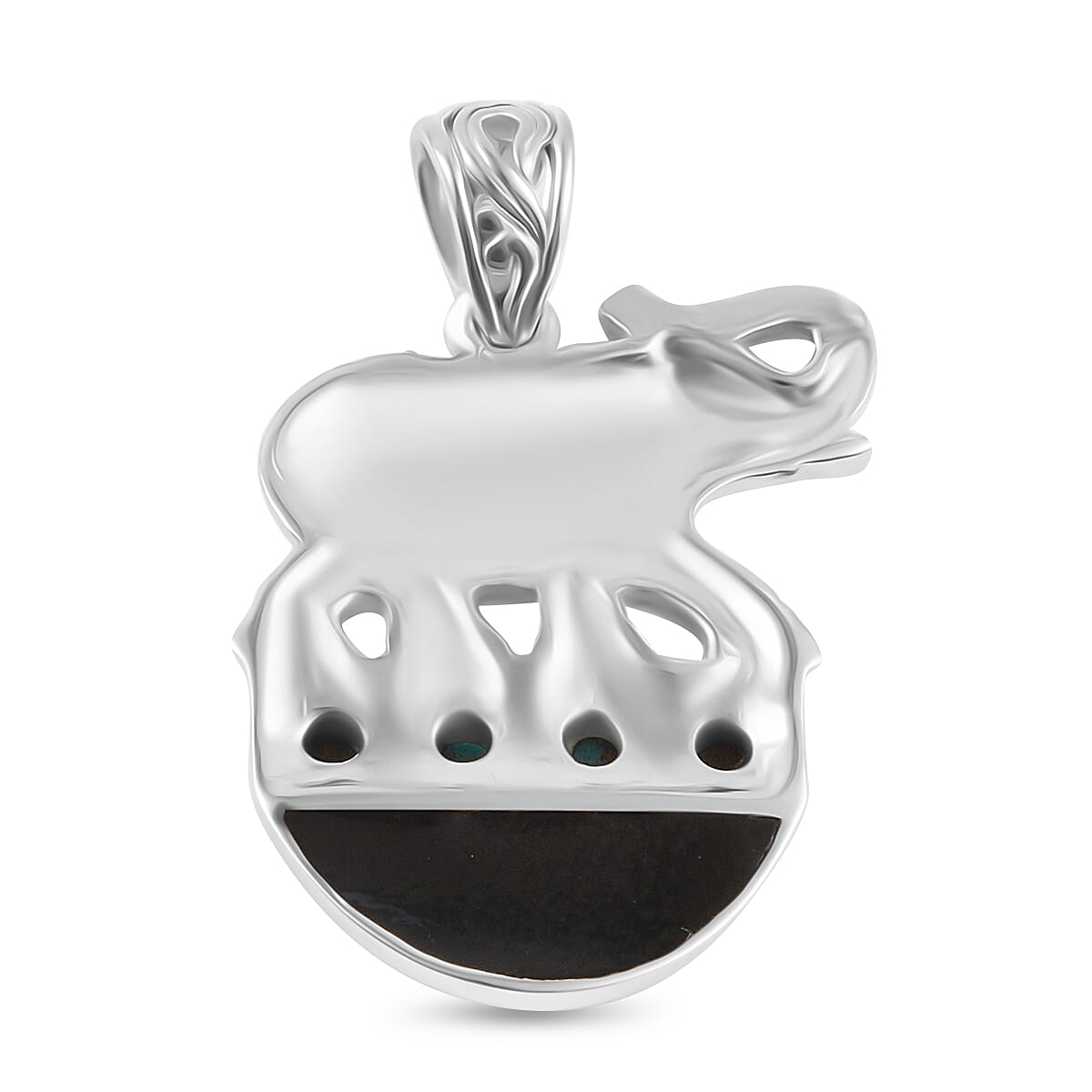 Royal Bali Collection - Mystic Waters Collection - Handmade Sleeping Beauty Turquoise &amp; Abalone Shell Pendant Sterling Silver Silver Wt. 6.34 Gms. 7924082 3