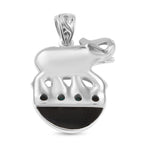 Royal Bali Collection - Mystic Waters Collection - Handmade Sleeping Beauty Turquoise & Abalone Shell Pendant Sterling Silver Silver Wt. 6.34 Gms.