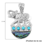 Royal Bali Collection - Mystic Waters Collection - Handmade Sleeping Beauty Turquoise & Abalone Shell Pendant Sterling Silver Silver Wt. 6.34 Gms.