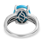 Arizona Sleeping Beauty Turquoise, Boi Ploi Black Spinel and Natural Zircon Ring in Platinum Overlay Sterling Silver 4.40 Ct.