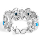 Sleeping Beauty Turquoise Bracelet (Size - 8) with T-Bar Clasp Sterling Silver 4.40 Ct, Silver Wt. 50.92 Gms.