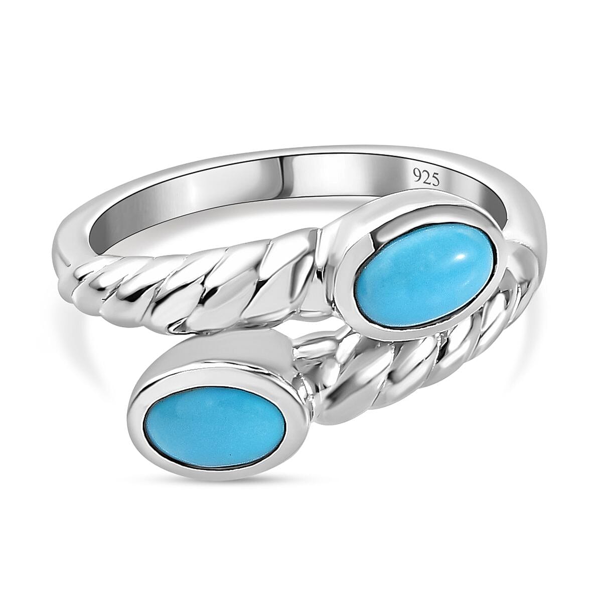 Arizona Sleeping Beauty Turquoise Bypass Ring in Platinum Overlay Sterling Silver 7746172 0
