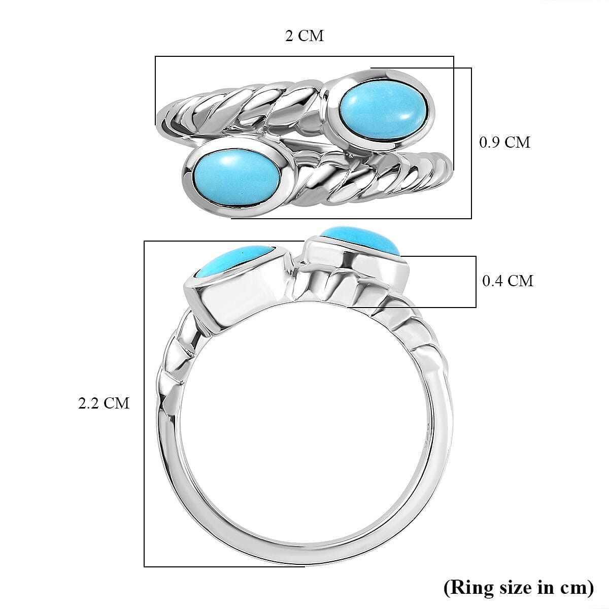 Arizona Sleeping Beauty Turquoise Bypass Ring in Platinum Overlay Sterling Silver 7746172 5