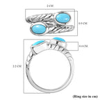 Arizona Sleeping Beauty Turquoise Bypass Ring in Platinum Overlay Sterling Silver