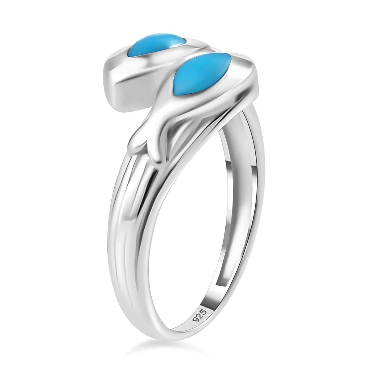 Arizona Sleeping Beauty Turquoise Bypass Ring in Platinum Overlay Sterling Silver 7775409 3