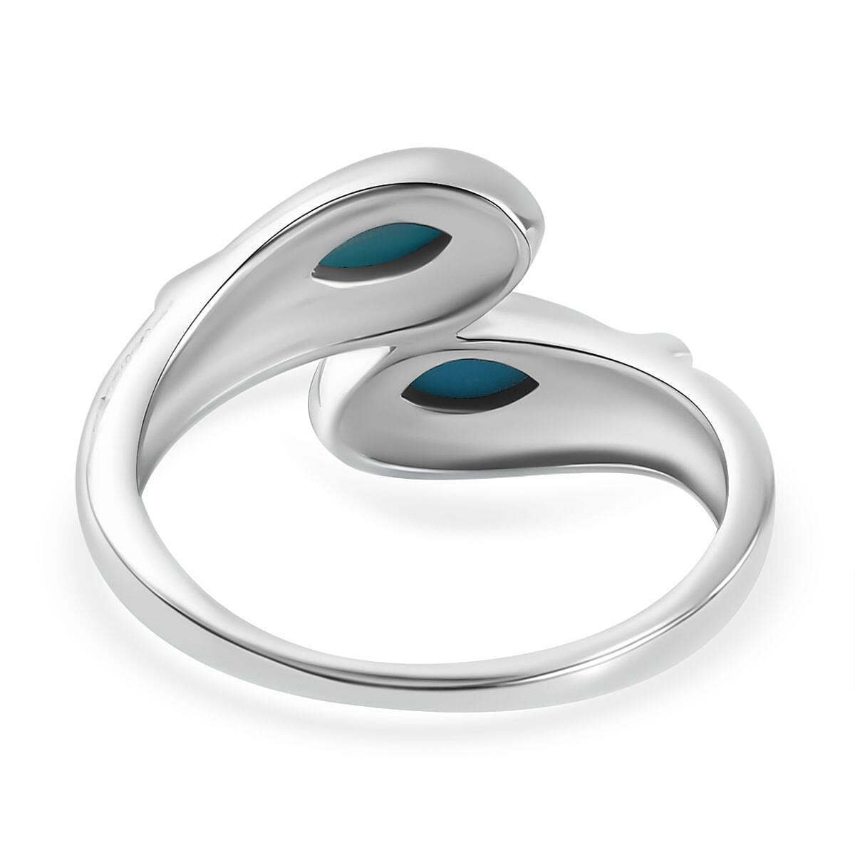 Arizona Sleeping Beauty Turquoise Bypass Ring in Platinum Overlay Sterling Silver 7775409 4