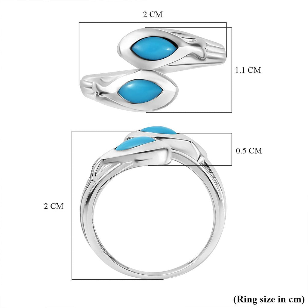 Arizona Sleeping Beauty Turquoise Bypass Ring in Platinum Overlay Sterling Silver