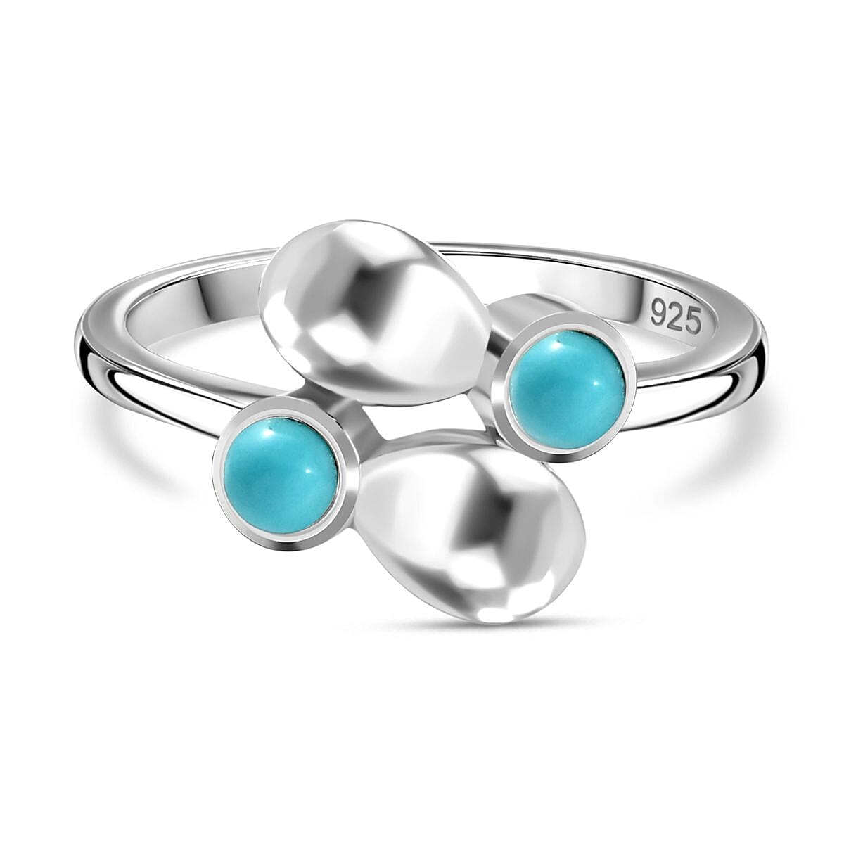 Arizona Sleeping Beauty Turquoise Bypass Ring in Rhodium Overlay Sterling Silver 7811755 0