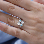 Arizona Sleeping Beauty Turquoise Bypass Ring in Rhodium Overlay Sterling Silver