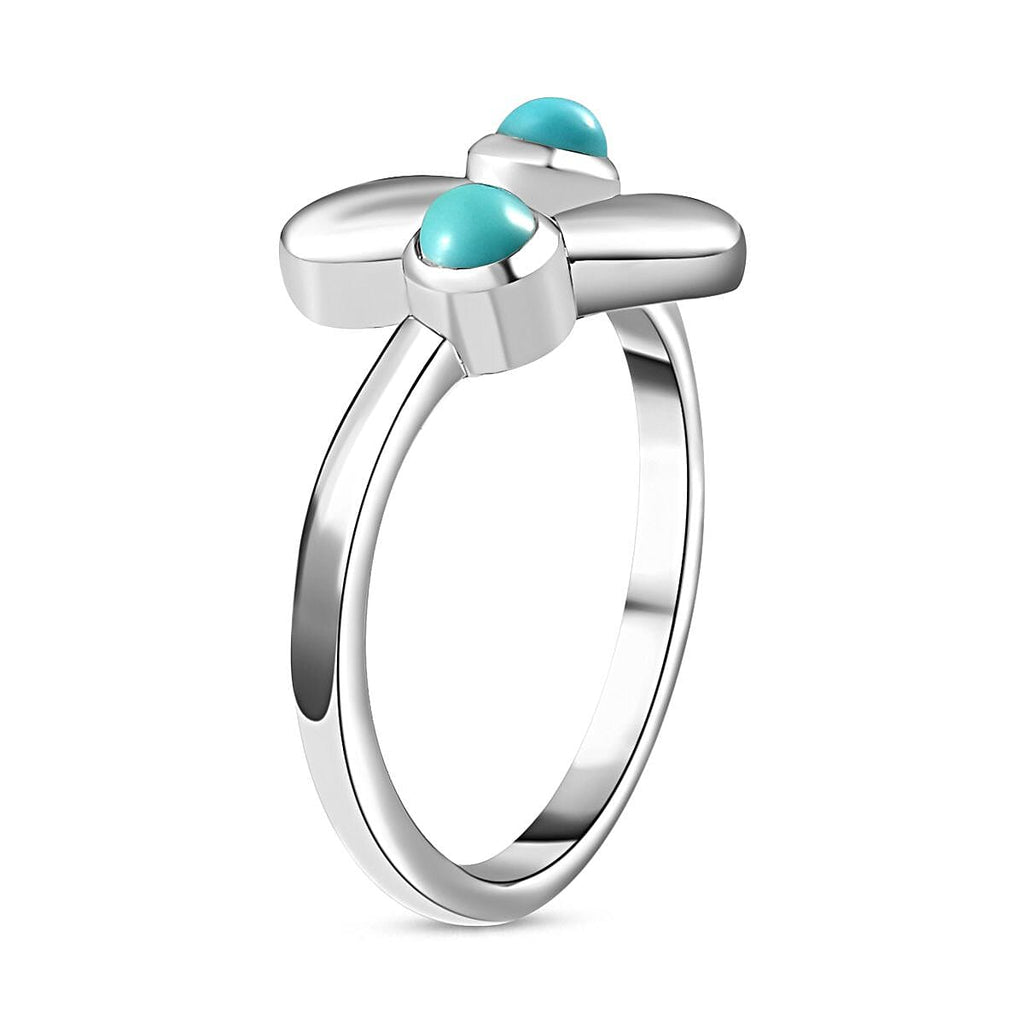 Arizona Sleeping Beauty Turquoise Bypass Ring in Rhodium Overlay Sterling Silver