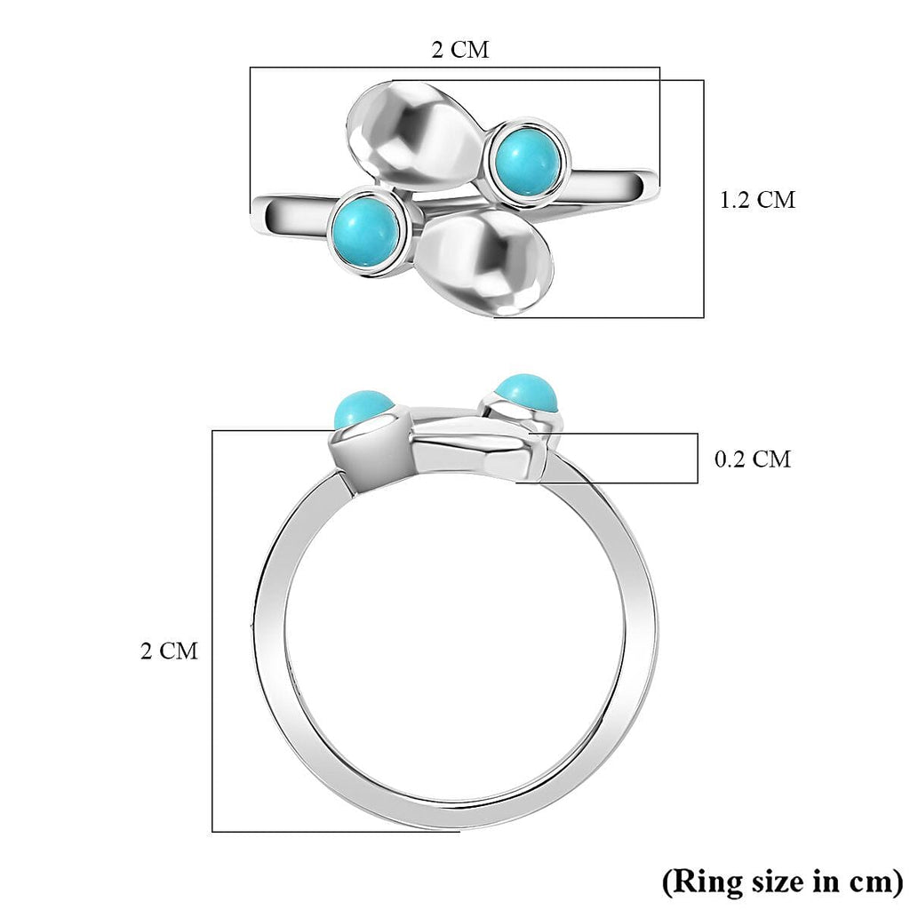 Arizona Sleeping Beauty Turquoise Bypass Ring in Rhodium Overlay Sterling Silver