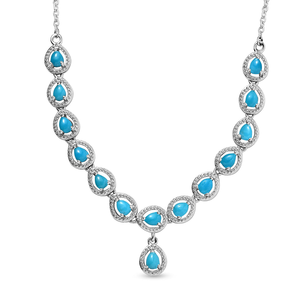 Arizona Sleeping Beauty Turquoise Necklace (Size - 20) with Lobster Clasp in Platinum Overlay Sterling Silver