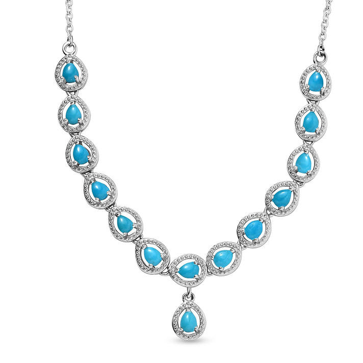 Arizona Sleeping Beauty Turquoise Necklace (Size - 20) with Lobster Clasp in Platinum Overlay Sterling Silver 7664796 1