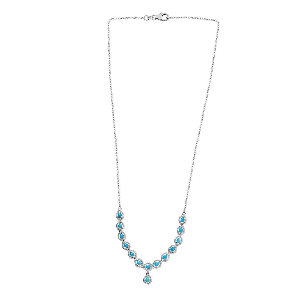 Arizona Sleeping Beauty Turquoise Necklace (Size - 20) with Lobster Clasp in Platinum Overlay Sterling Silver