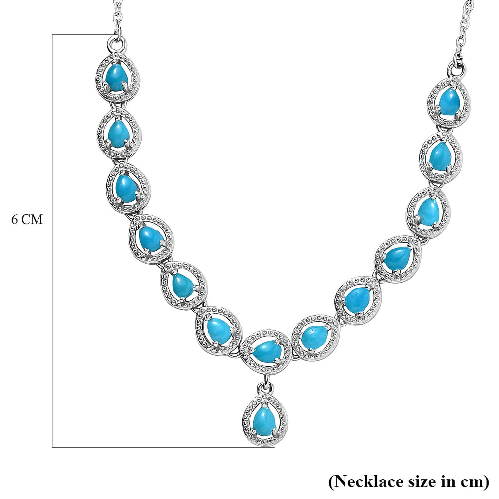 Arizona Sleeping Beauty Turquoise Necklace (Size - 20) with Lobster Clasp in Platinum Overlay Sterling Silver