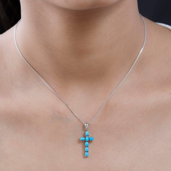 D'Joy - Citrine Cross Pendant with Chain (Size 20) in Platinum Overlay Sterling Silver 1.20 Ct. 4267167 2