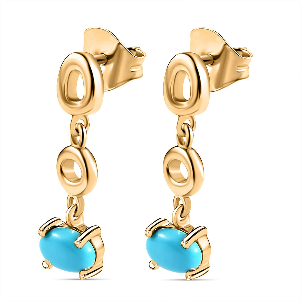Arizona Sleeping Beauty Turquoise Dangle Earrings in 18K Yellow Gold Vermeil Plated Sterling Silver