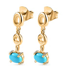 Arizona Sleeping Beauty Turquoise Dangle Earrings in 18K Yellow Gold Vermeil Plated Sterling Silver