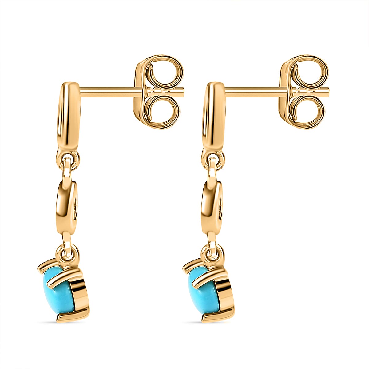 Arizona Sleeping Beauty Turquoise Dangle Earrings in 18K Yellow Gold Vermeil Plated Sterling Silver 7516809 5