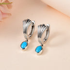 Arizona Sleeping Beauty Turquoise Dangle Earrings in Platinum Overlay Sterling Silver