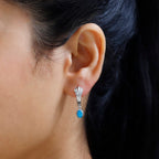 Arizona Sleeping Beauty Turquoise Dangle Earrings in Platinum Overlay Sterling Silver
