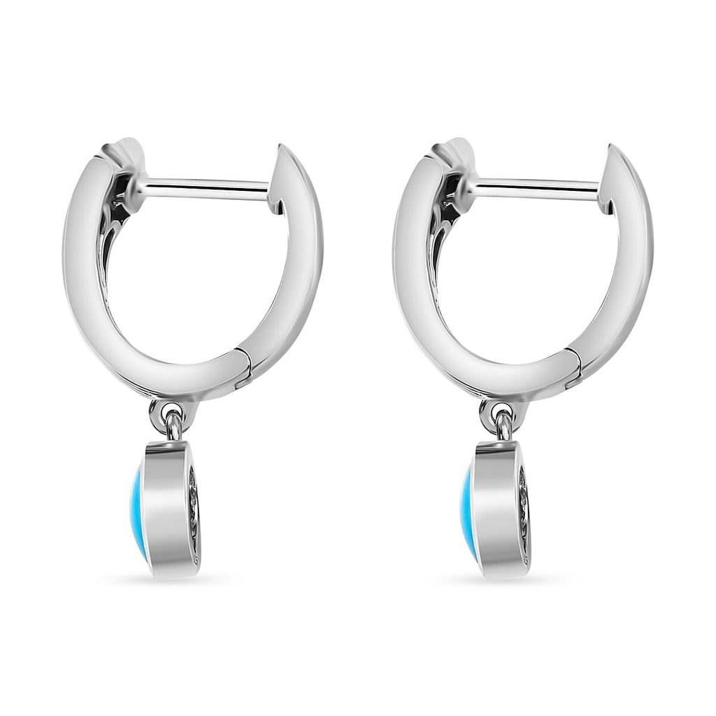 Arizona Sleeping Beauty Turquoise Dangle Earrings in Platinum Overlay Sterling Silver