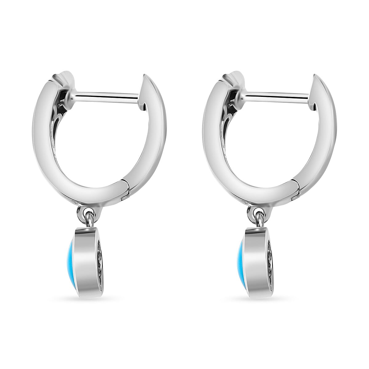Arizona Sleeping Beauty Turquoise Dangle Earrings in Platinum Overlay Sterling Silver 7727383 4